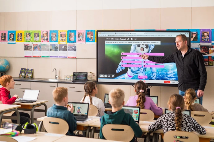 open achter touchscreen digibord ecran interactif klaslokaal meetingron