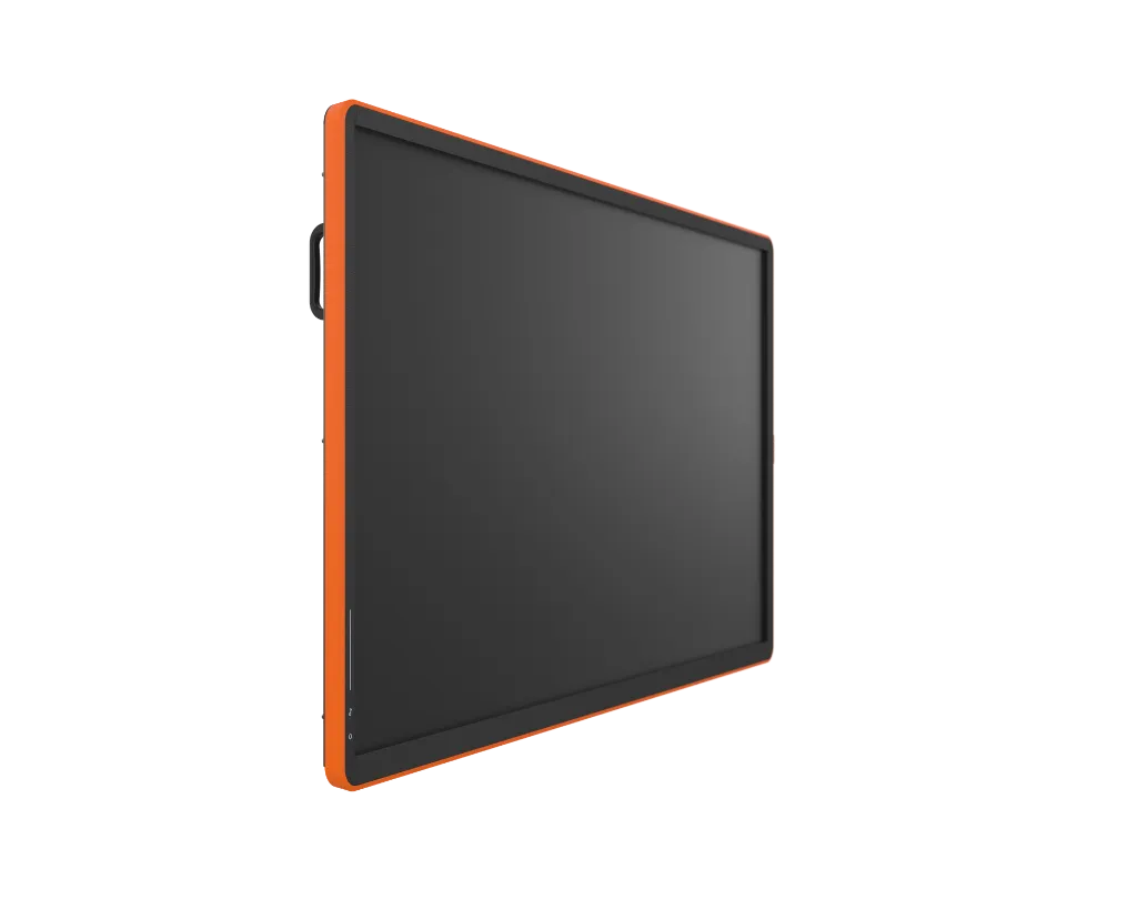 CTOUCH Canvas met oranje frame - schuin vooraanzicht / cadre orange, vue en perspective