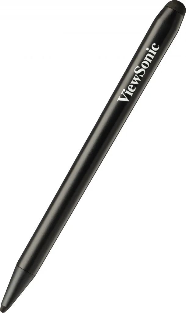 Zwarte ViewSonic touchscreenpen - detail van logo / stylet noir ViewSonic, détail du logo