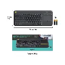 Logitech K400+ - schema met afmetingen, USB-ontvanger en batterijen / dimensions, récepteur USB et piles